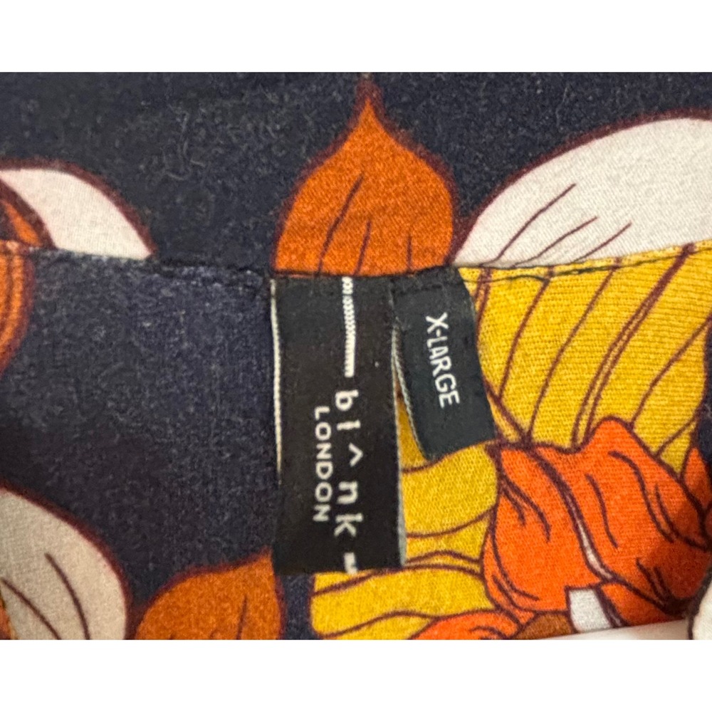 Blank London Floral Boho Tunic Top XL Orange Yellow V-Neck Embroidered Ruffle - Picture 2 of 5